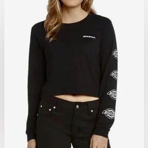 🌟FREE 🌟Dickies Icon Logo Black Crop Long Sleeve T-Shirt Streetwear Womens XS